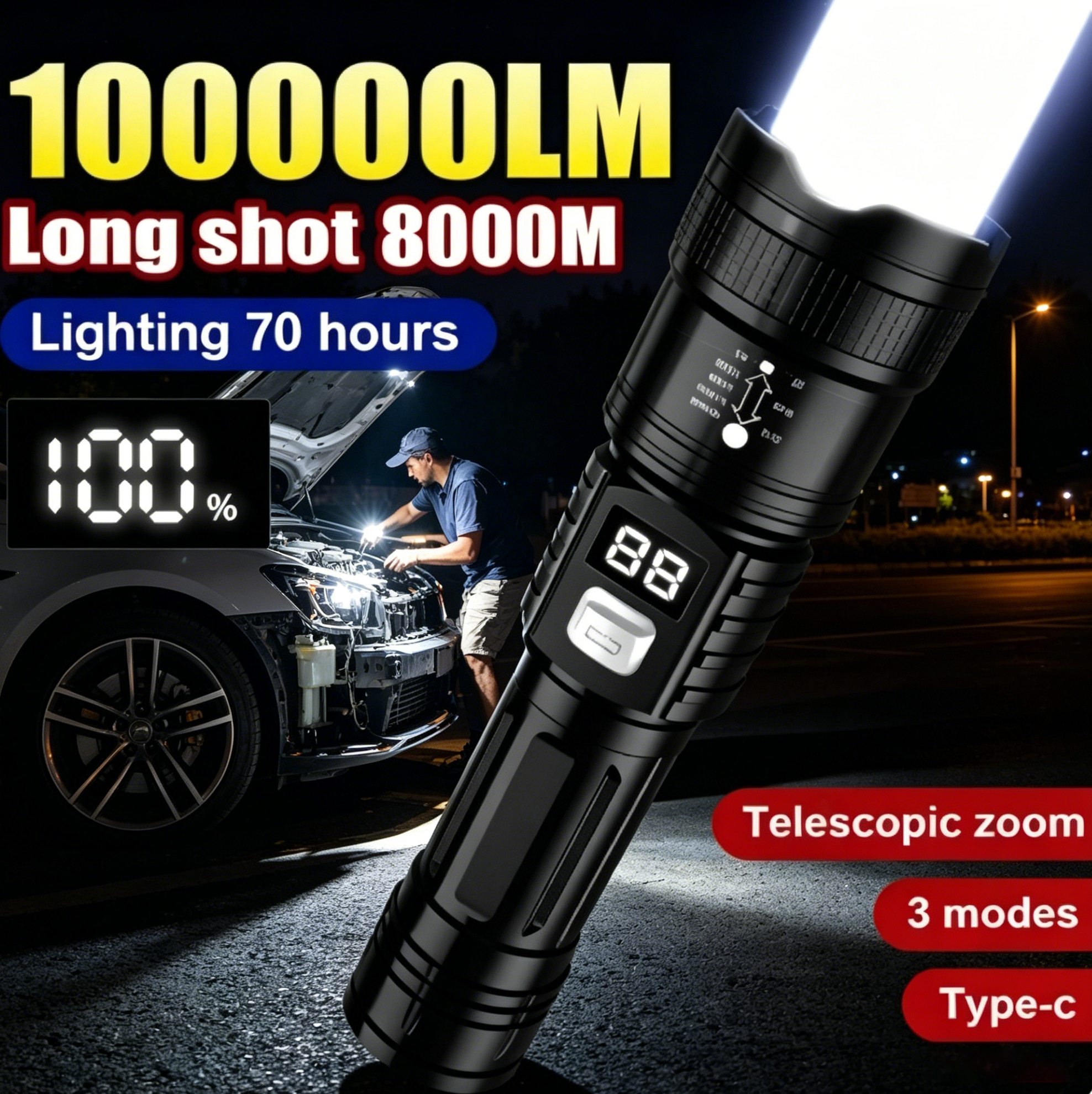 Rechargeable LED Flashlight 10 - Fishing Light incelemesi ve fiyatı