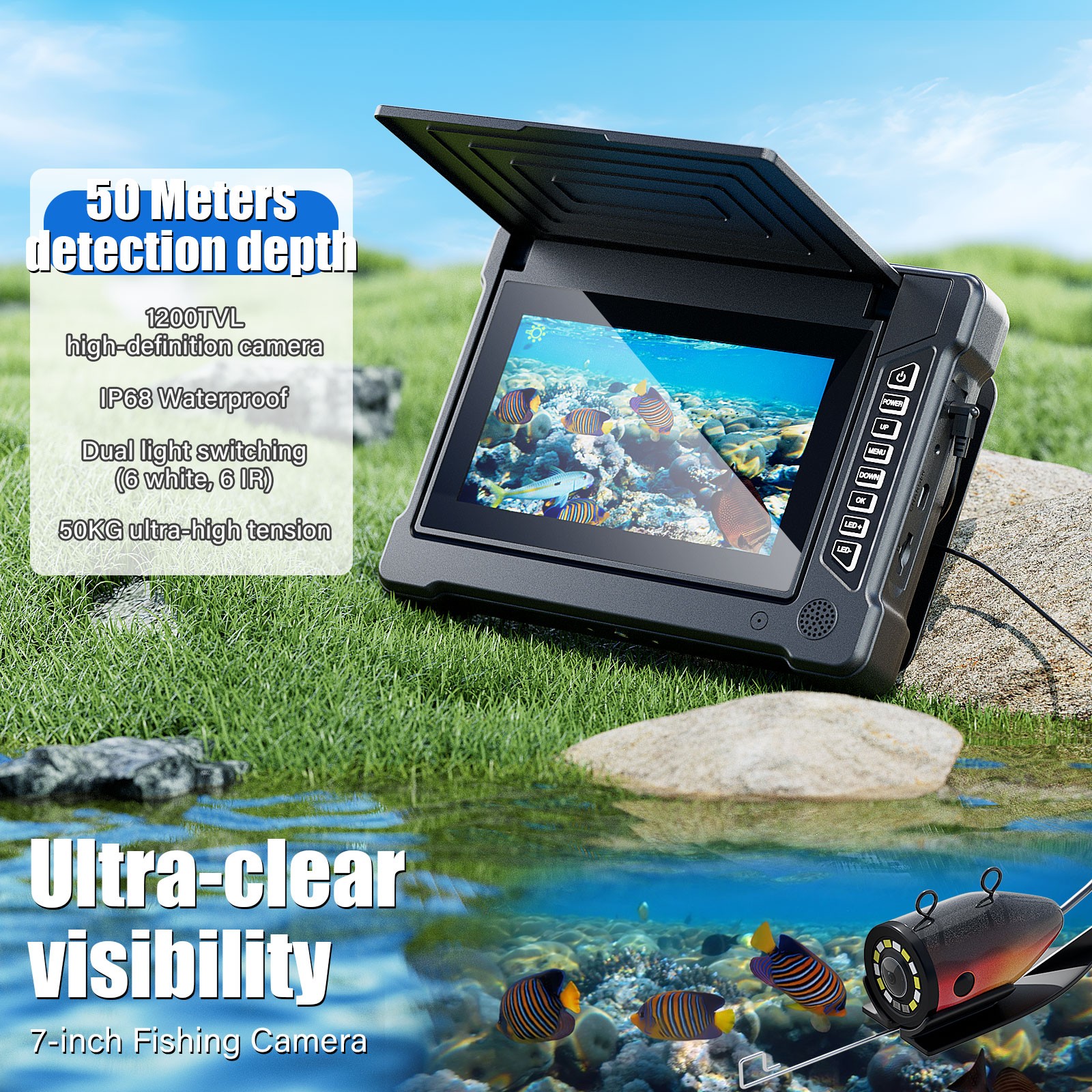 7 Inch 15M 1200TVL Underwater  - Fish Finder Cable incelemesi ve fiyatı